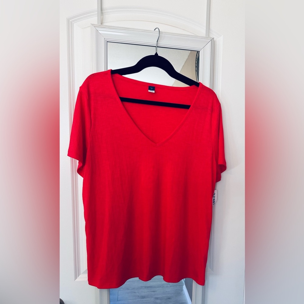 Old Navy Coral Pink V-Neck Tee